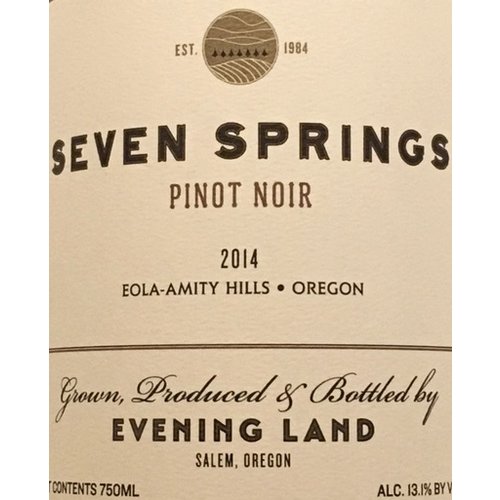 Wine EVENING LAND PINOT NOIR SEVEN SPRINGS VINEYARD 2016 Wine EVENING LAND PINOT NOIR SEVEN SPRINGS VINEYARD 2016
