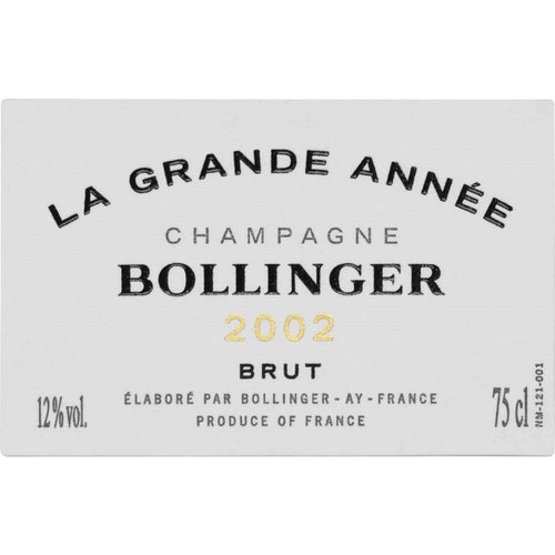 Wine BOLLINGER BRUT 'LA GRANDE ANNEE' CHAMPAGNE 2007 Wine BOLLINGER BRUT 'LA GRANDE ANNEE' CHAMPAGNE 2007