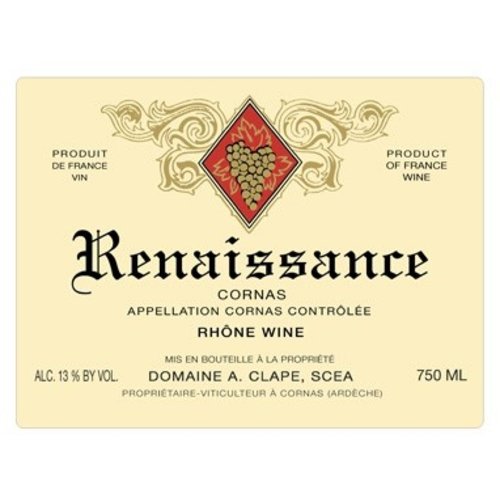 Wine AUGUSTE CLAPE CORNAS 'CUVEE RENAISSANCE' 2013 Wine AUGUSTE CLAPE CORNAS 'CUVEE RENAISSANCE' 2013