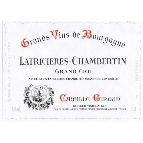 Wine CAMILLE GIROUD LATRICIERES CHAMBERTIN GRAND CRU 2009 Wine CAMILLE GIROUD LATRICIERES CHAMBERTIN GRAND CRU 2009