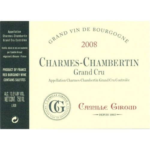Wine CAMILLE GIROUD CHARMES CHAMBERTIN GRAND CRU 2009 Wine CAMILLE GIROUD CHARMES CHAMBERTIN GRAND CRU 2009