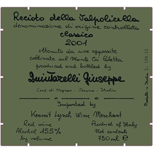 Wine GIUSEPPE QUINTARELLI RECIOTO DELLA VALPOLICELLA CLASSICO  1995 375ML
