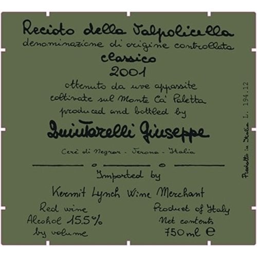 Wine GIUSEPPE QUINTARELLI RECIOTO DELLA VALPOLICELLA CLASSICO  1995 375ML