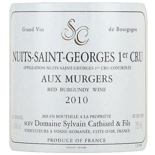 Wine SYLVAIN CATHIARD NUITS SAINT GEORGES 'AUX MURGERS' 1ER CRU 2010 Wine SYLVAIN CATHIARD NUITS SAINT GEORGES 'AUX MURGERS' 1ER CRU 2010