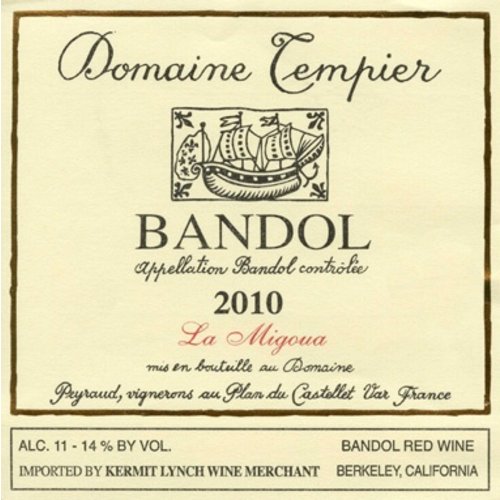 Wine DOMAINE TEMPIER BANDOL 'LA MIGOUA' 2013 Wine DOMAINE TEMPIER BANDOL 'LA MIGOUA' 2013