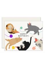 Slightly Stationery Cats Birthday Card