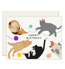 Slightly Stationery Cats Birthday Card
