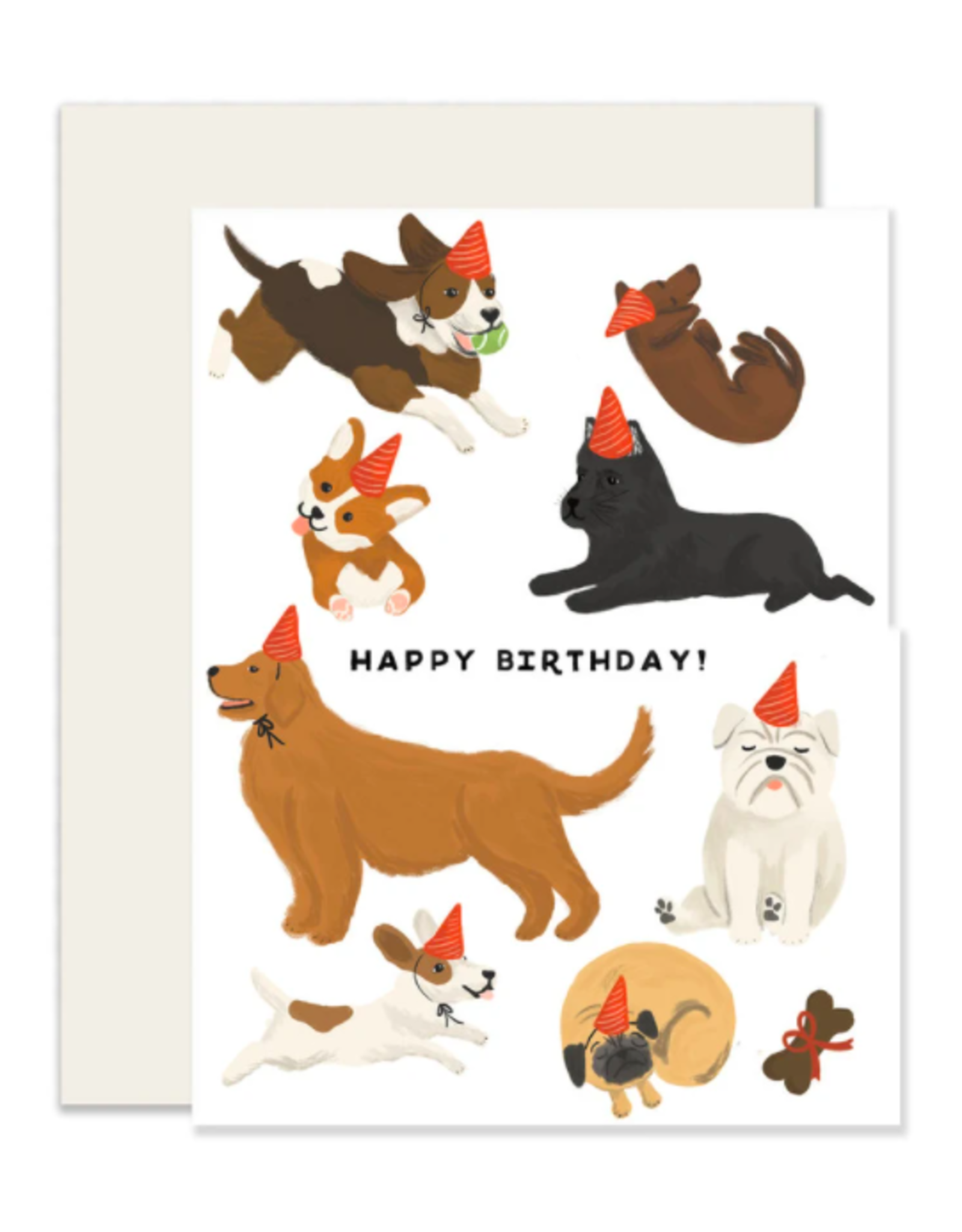 Slightly Stationery Dogs Birthday Card