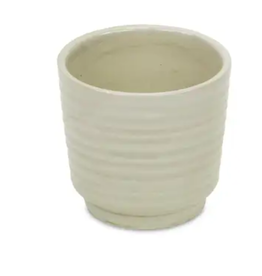 Cheungs Ripple Pot in Off White 4.5" x 4.25"