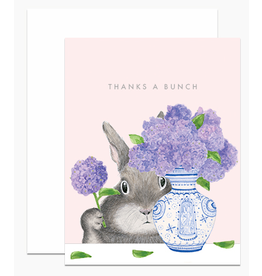 Dear Hancock Bunny Arranging Lilacs Card