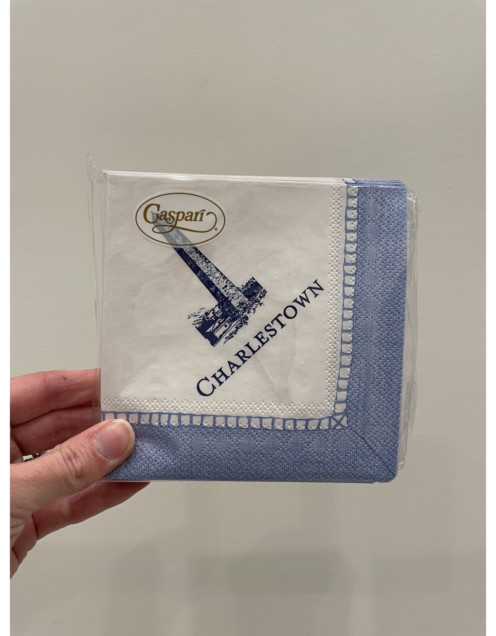 Caspari Light Blue and Navy Charlestown Monument Napkin