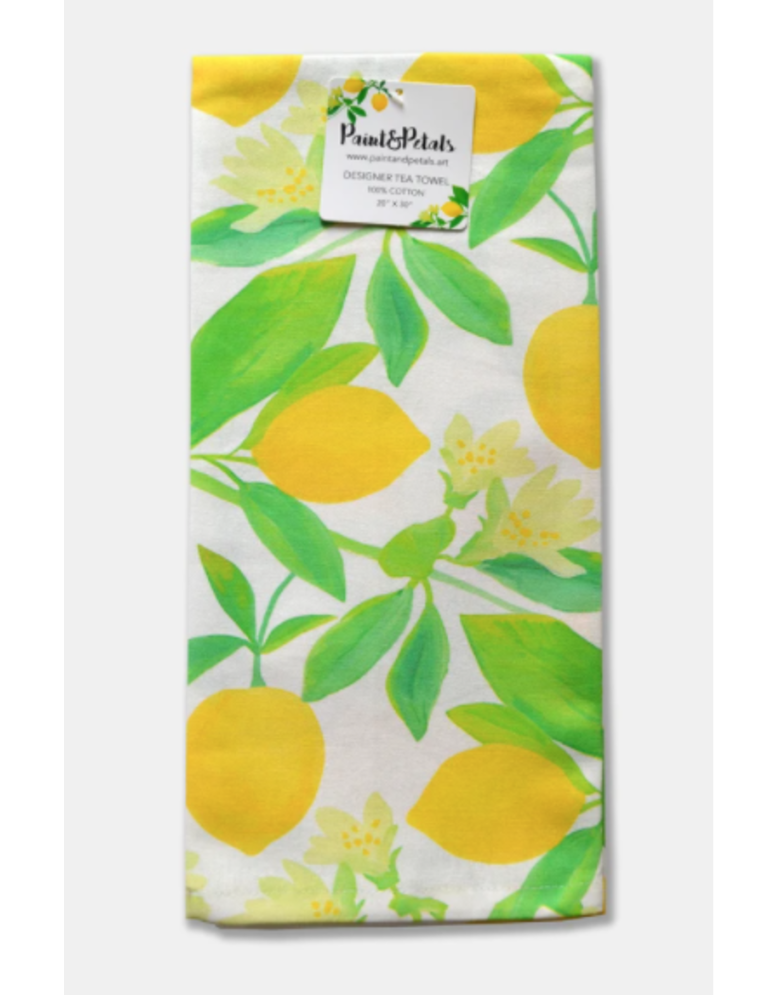 Paint & Petals Lemon Tea Towel