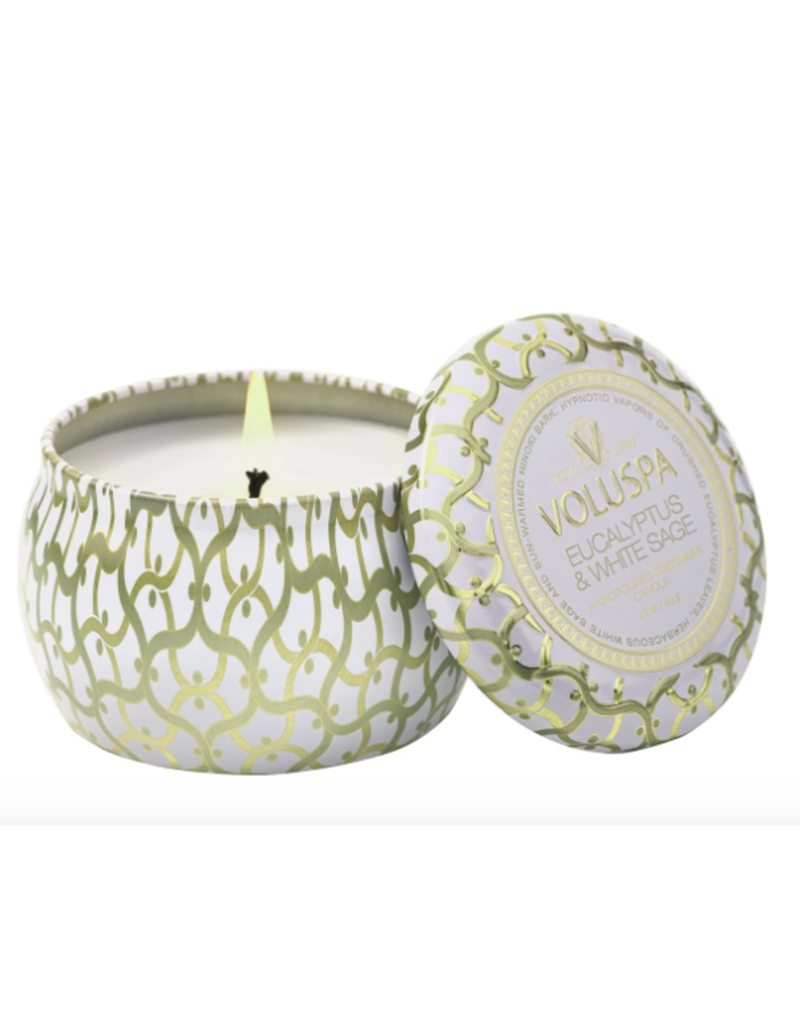 Voluspa Eucalyptus and White Sage Petite Decorative Tin