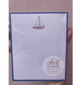 RoseanneBECK Collection Sailboat with Navy Border Short Stack Notepad
