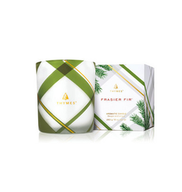 Thymes Frasier Fir Medium Frosted Plaid Candle