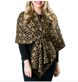 Accessories Shop at Junebug Katie Wrap in Black and Camel Geo Maze