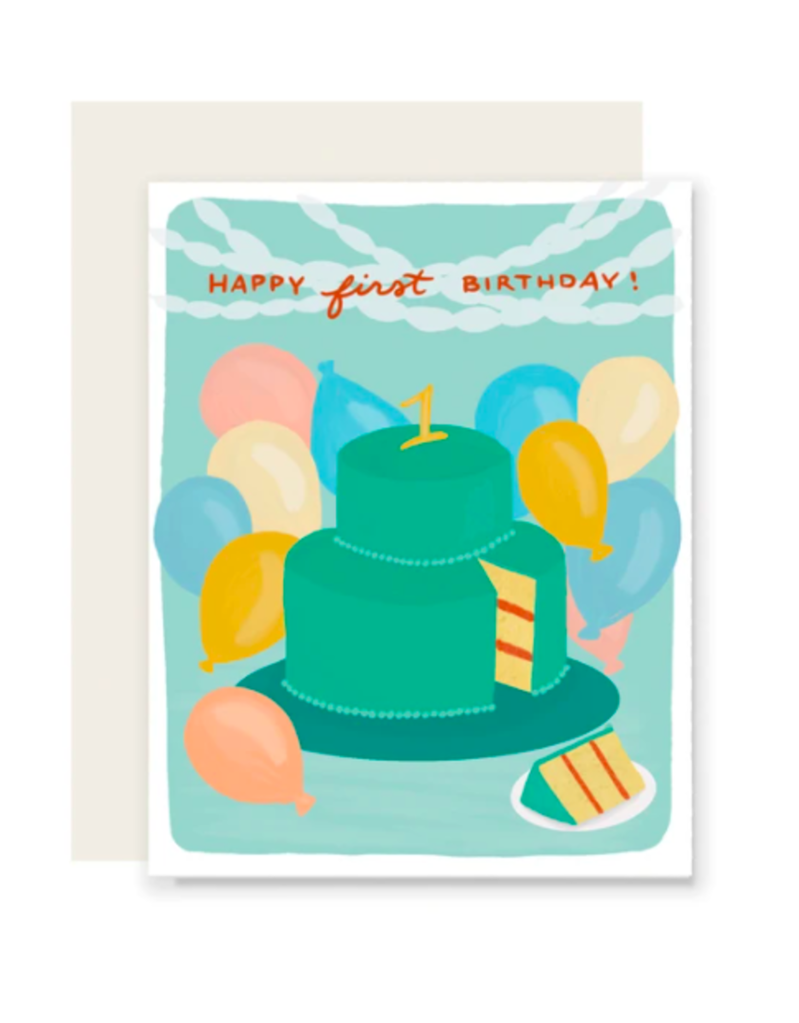 Slightly Stationery First Cake Card