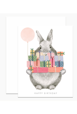 Dear Hancock Bunny Holding Birthday Gifts Card