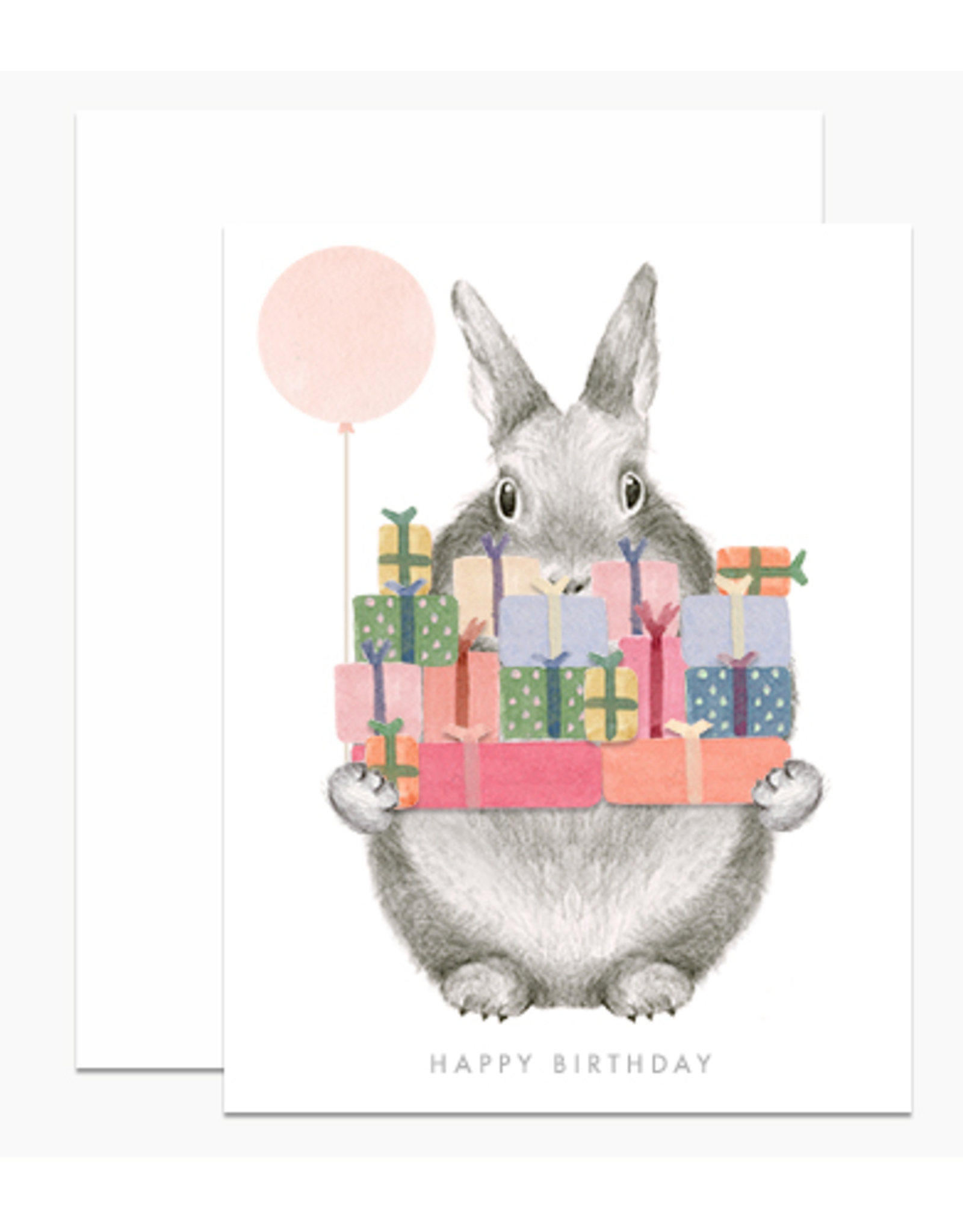 Dear Hancock Bunny Holding Birthday Gifts Card