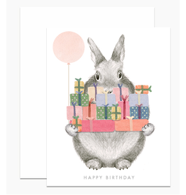 Dear Hancock Bunny Holding Birthday Gifts Card