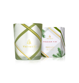 Thymes Frasier Fir Frosted Plaid Votive Candle