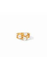 Julie Vos Calypso Trio Ring Gold/Pearl Set of 3,  Size 7 by Julie Vos