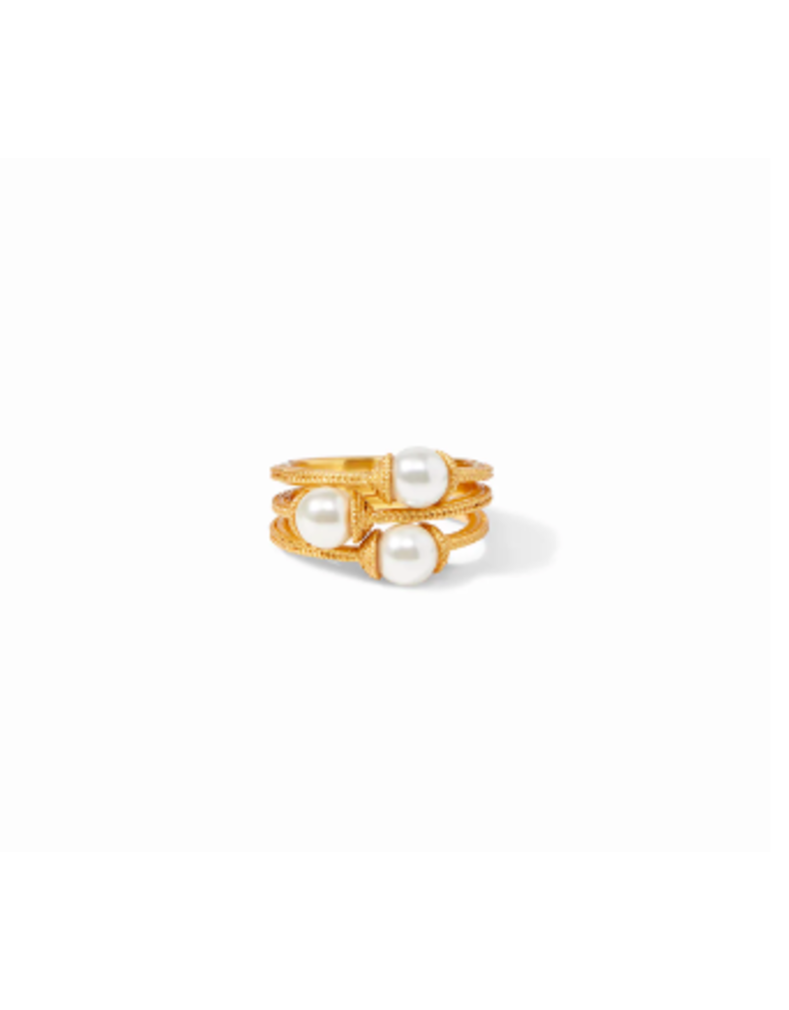 Julie Vos Calypso Trio Ring Gold/Pearl Set of 3,  Size 7 by Julie Vos