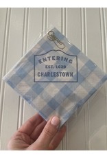 Caspari Entering Charlestown in Blue Gingham Cocktail Napkin