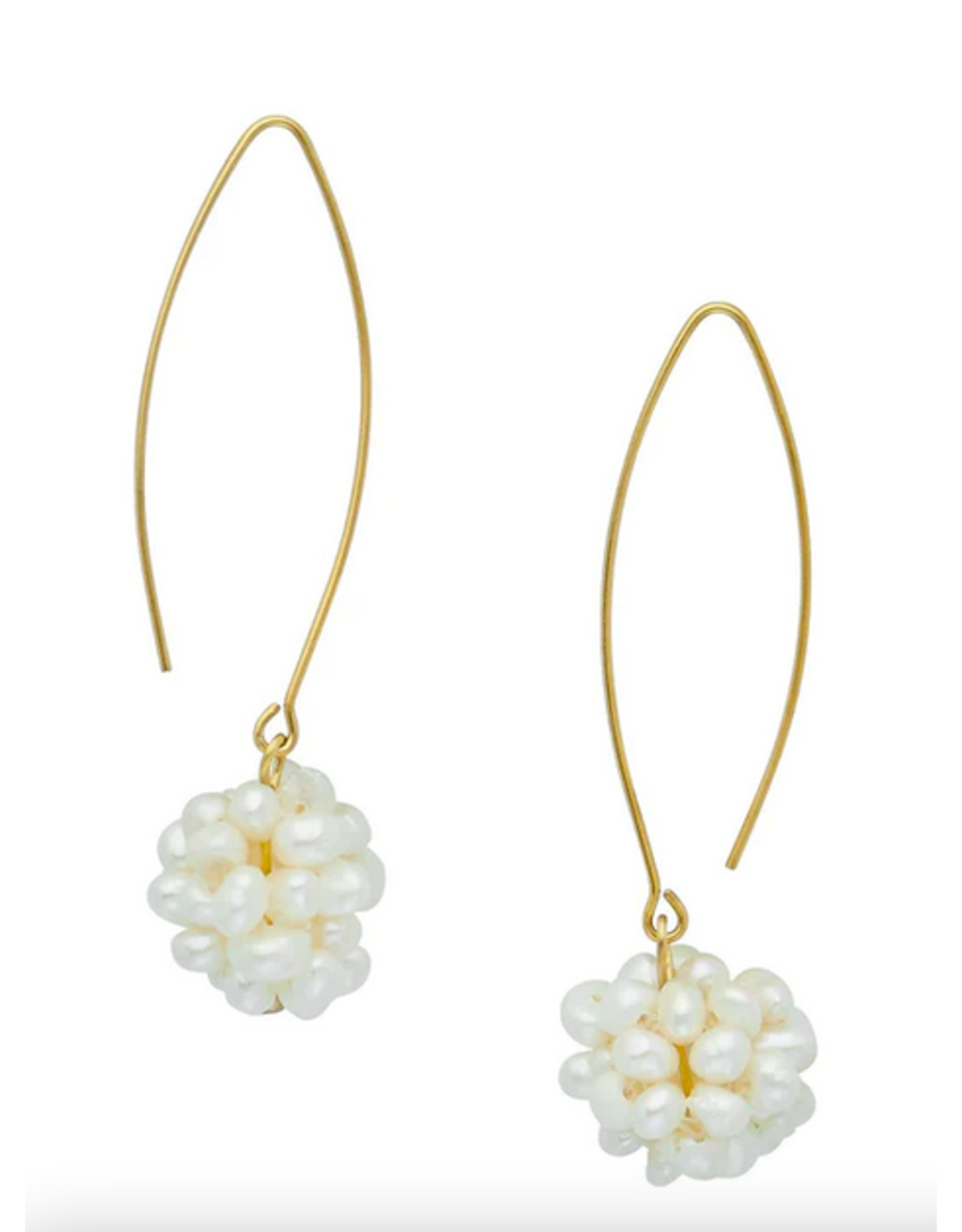 Susan Shaw Pearl Cluster Threader  Earrings by Susan Shaw