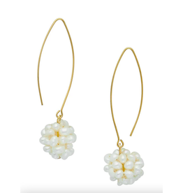 Susan Shaw Pearl Cluster Threader  Earrings by Susan Shaw