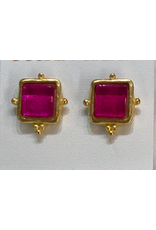 Susan Shaw Madeline French Glass Stud Earrings Fuscia by Susan Shaw