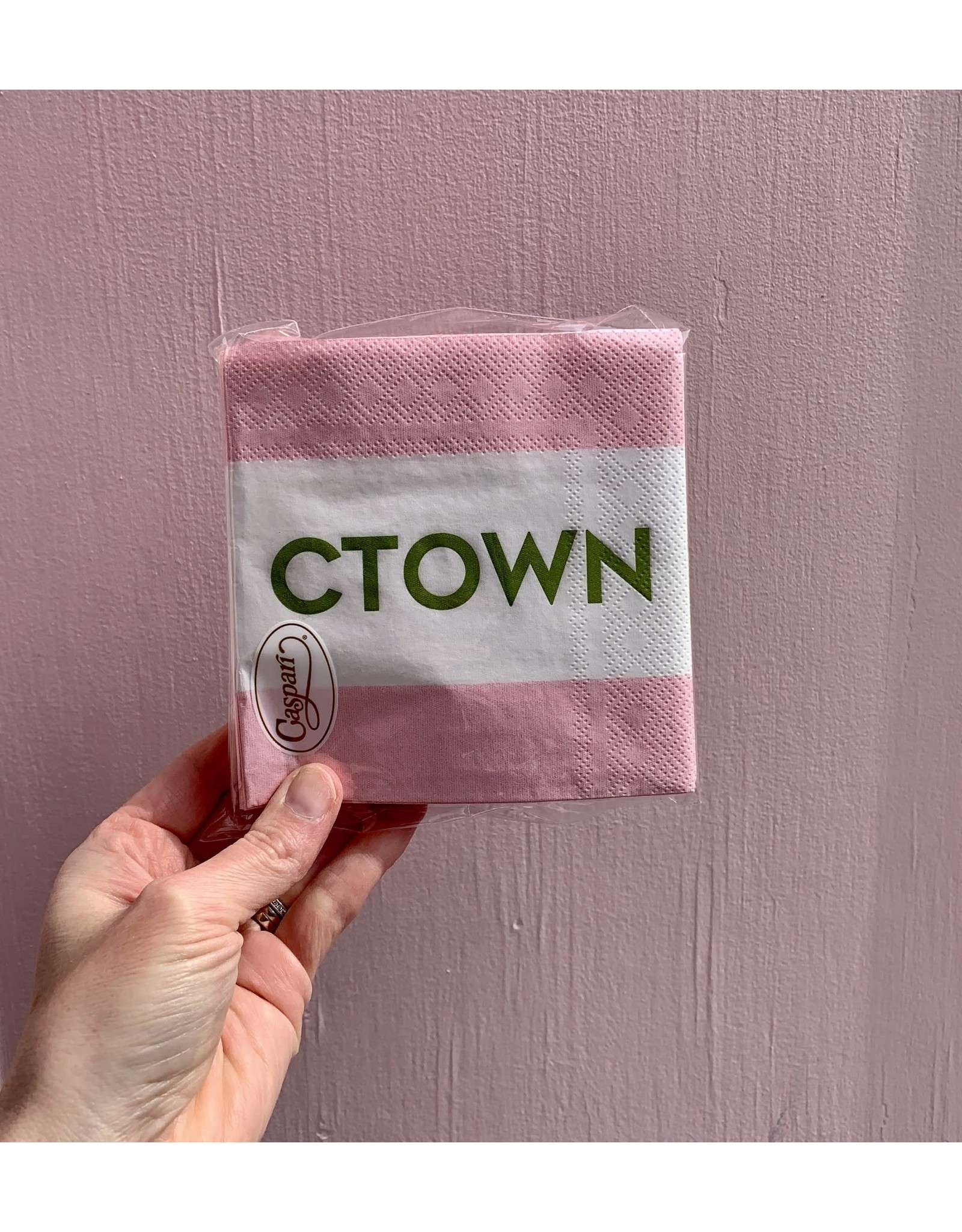 Caspari Stripe Petal Pink CTOWN Napkin
