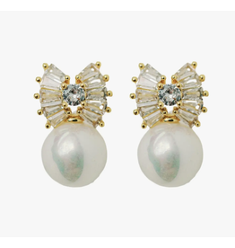 Accessories Shop at Junebug Gold Pearl Sparkler Bow Earrings