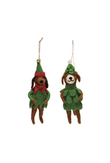 Wool Felt Dog Ornament in Tree/Elf Outfits