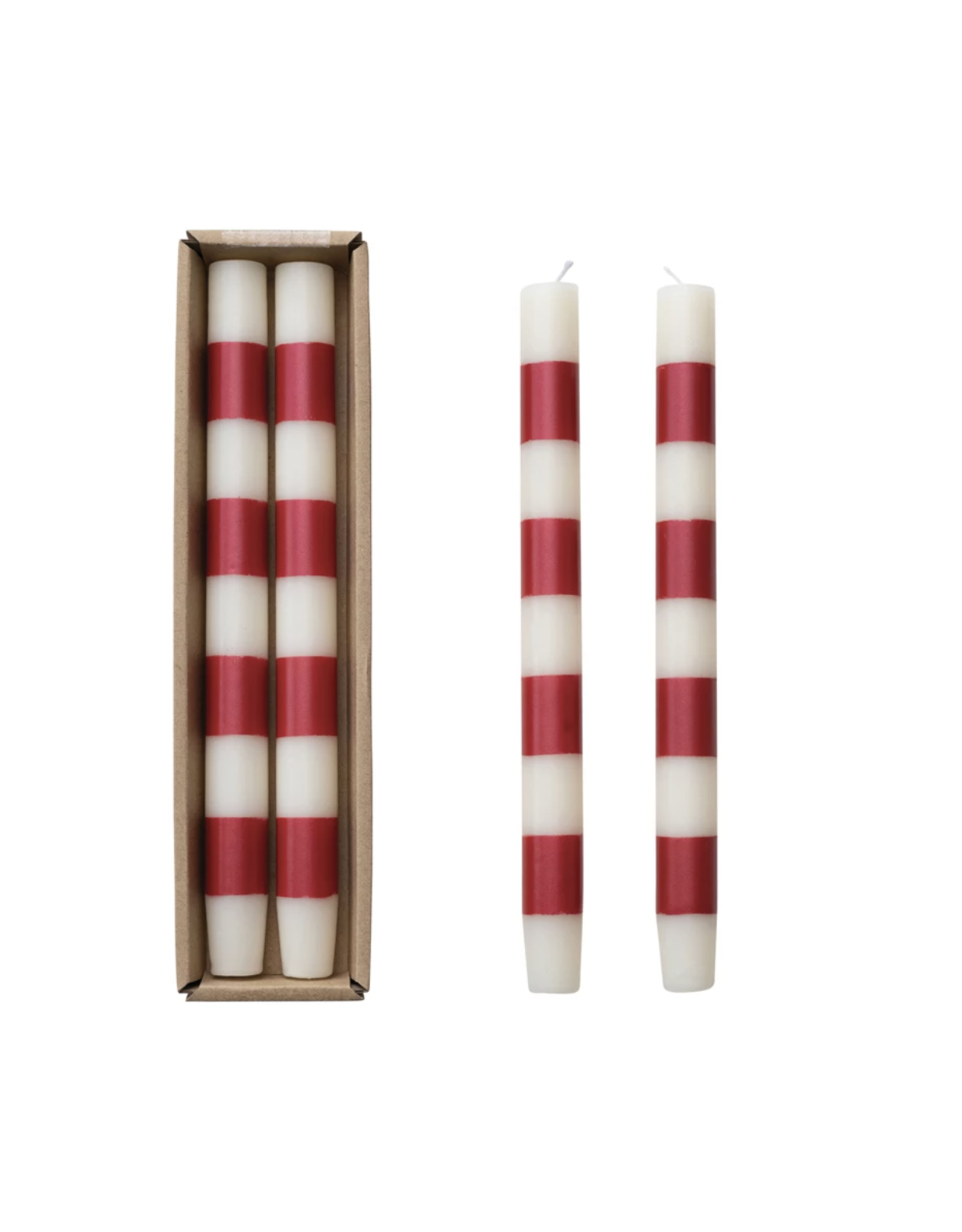 Decor Shop at Junebug Striped Taper Candle Set of 2 in Red