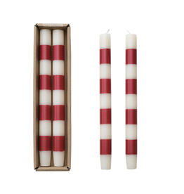 Decor Shop at Junebug Striped Taper Candle Set of 2 in Red