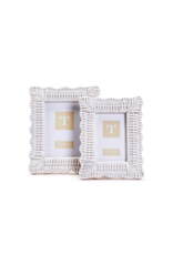 Decor Shop at Junebug White Wicker Weave Scalloped Frame 4x6