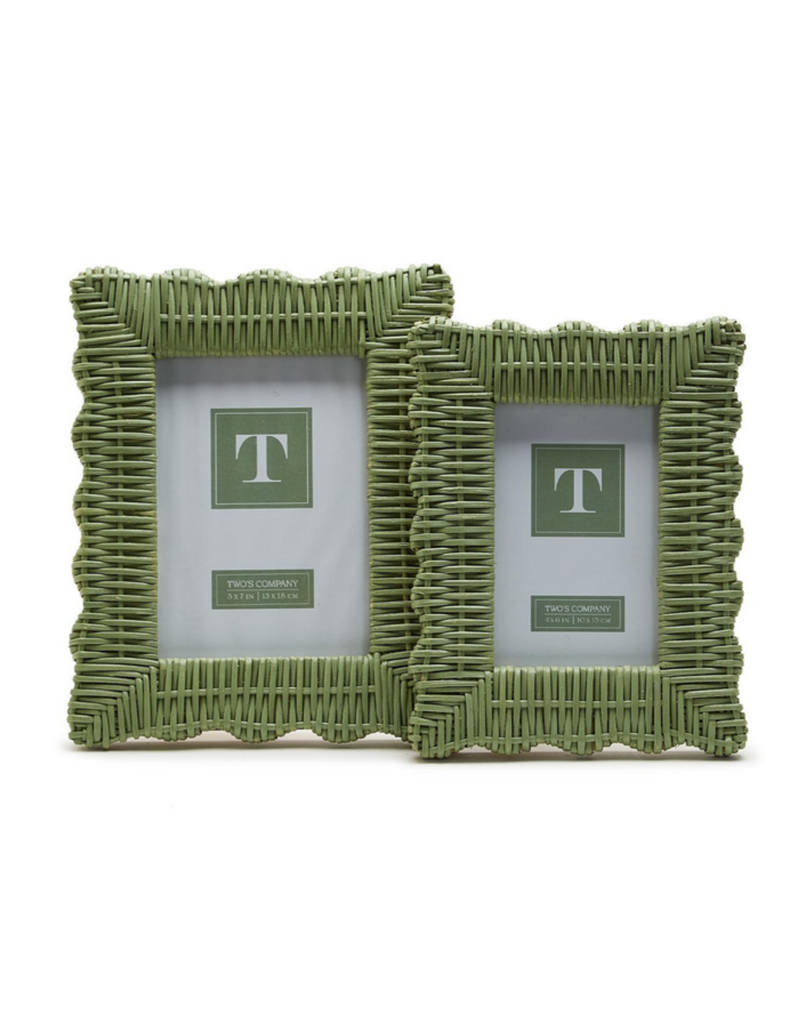 Decor Shop at Junebug Green Wicker Weave Scalloped Frame 4x6