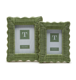 Decor Shop at Junebug Green Wicker Weave Scalloped Frame 5x7