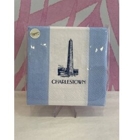 Caspari Light Blue Stripe Charlestown Monument Cocktail Napkin
