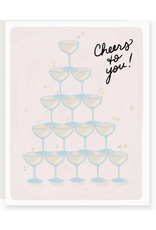 Slightly Stationery Cheers to You Champagne Tower Card