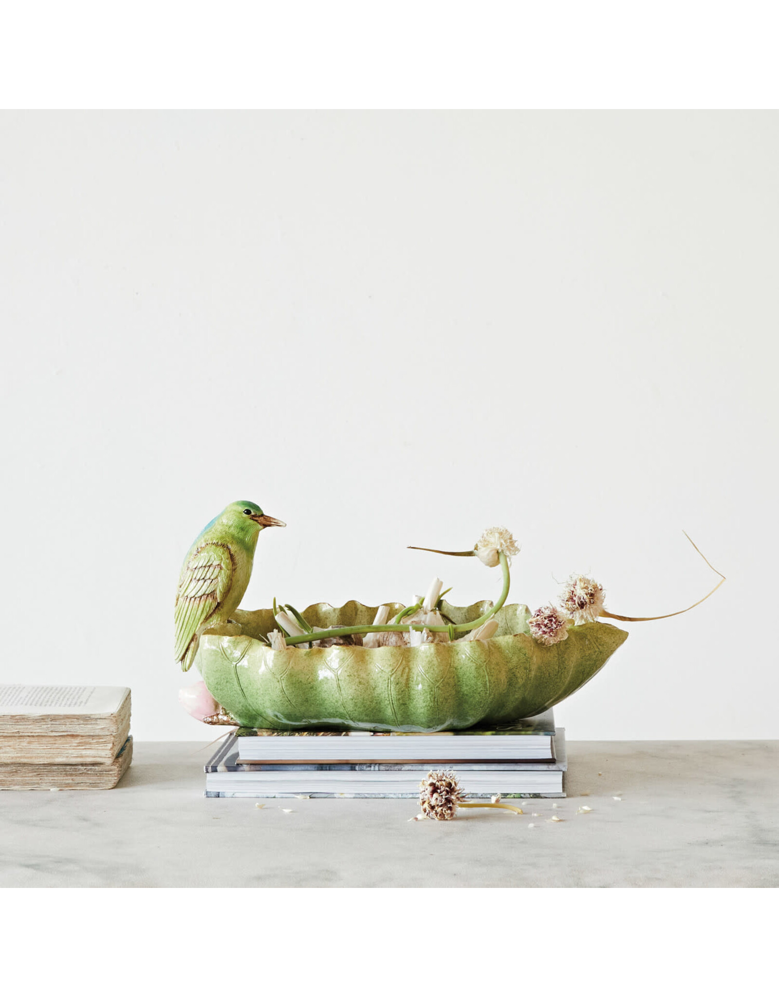 Decor Shop at Junebug Resin Leaf Shaped Bowl with Bird