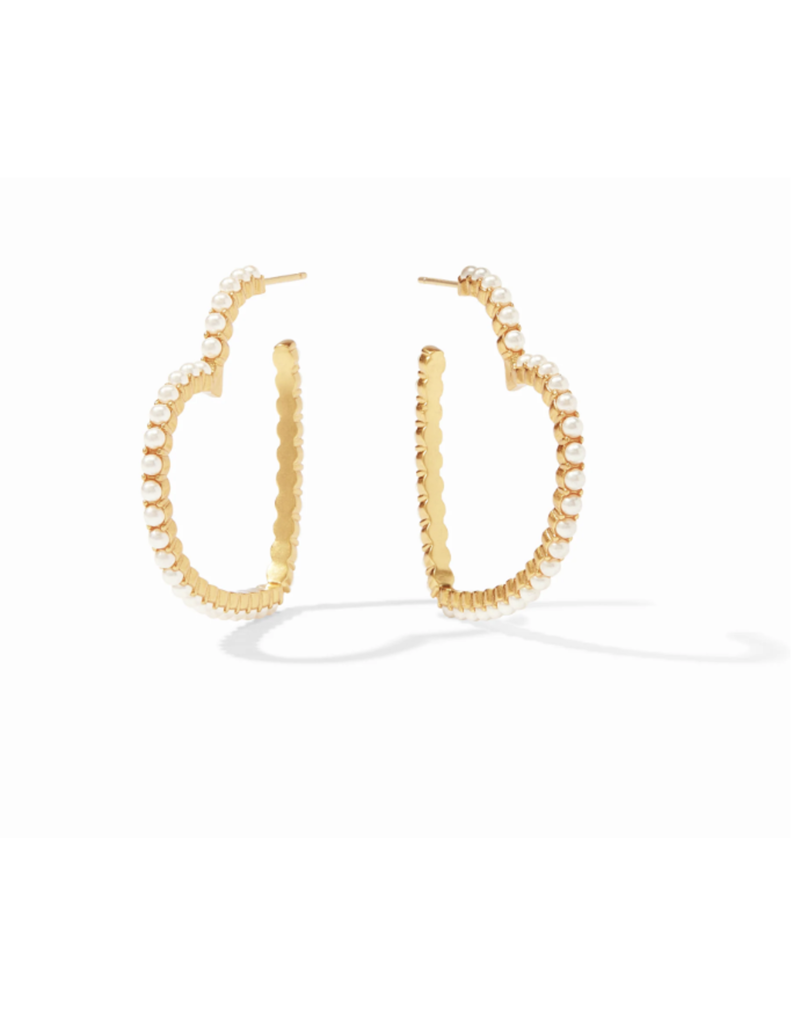 Julie Vos Esme Heart Hoop in Pearl Size Medium by Julie Vos