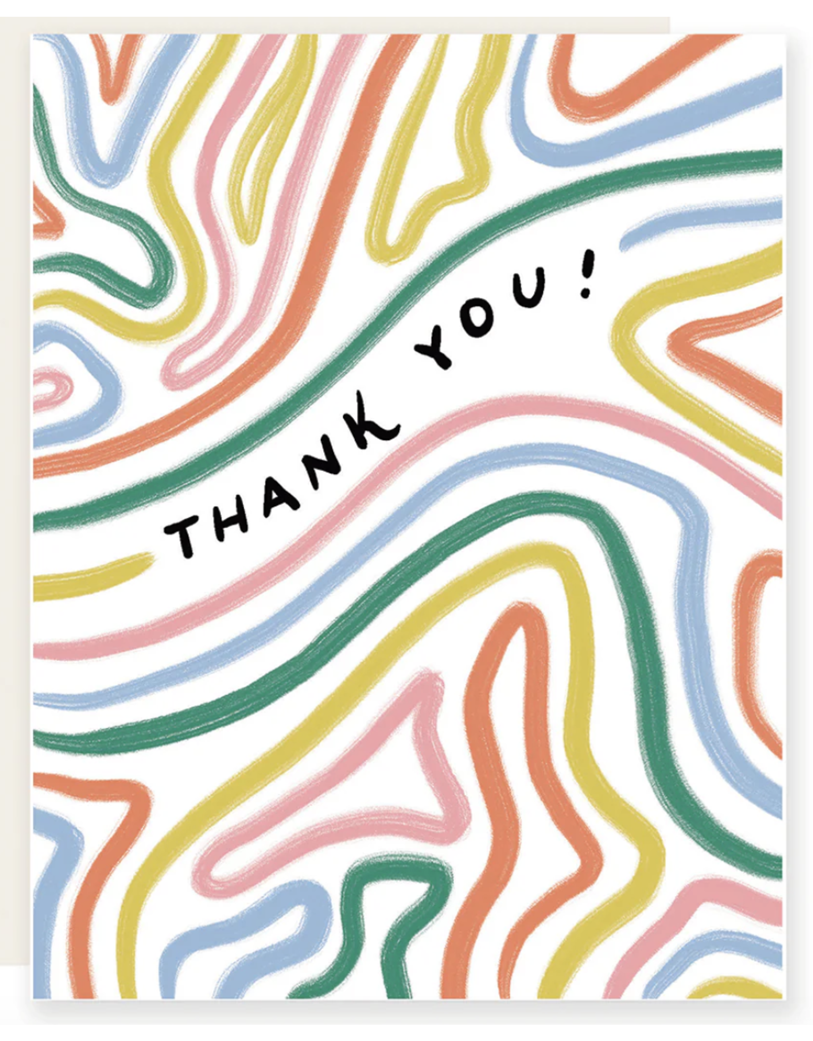 Slightly Stationery Bendy Lines Thank You Card