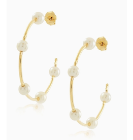 Sahira Jewelry Molly Pearl & Gold Hoops