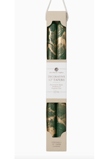 Northern Lights Taper Candle 2 Pack in Hunter Green with Gold