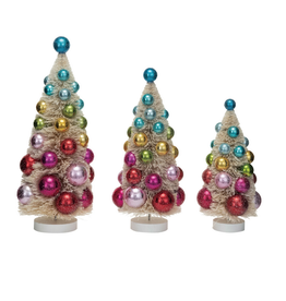 Decor Shop at Junebug Medium Sisal Bottle Brush Christmas Tree, Colorful Ornaments