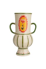 Decor Shop at Junebug Hand Painted Stoneware Vase with Green Stripes