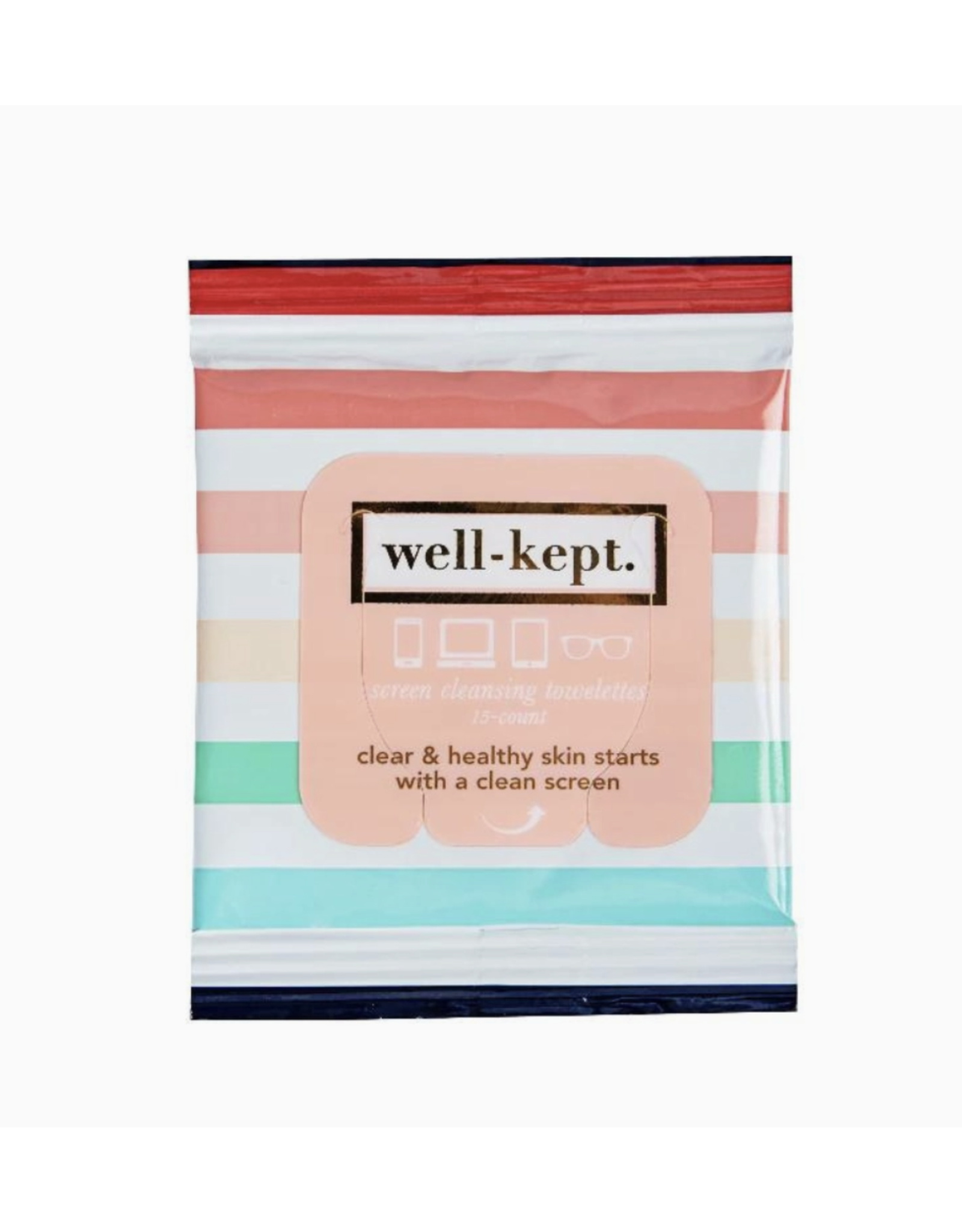 Well-Kept Screen Wipes, Pack of 15 in Colorful Stripes