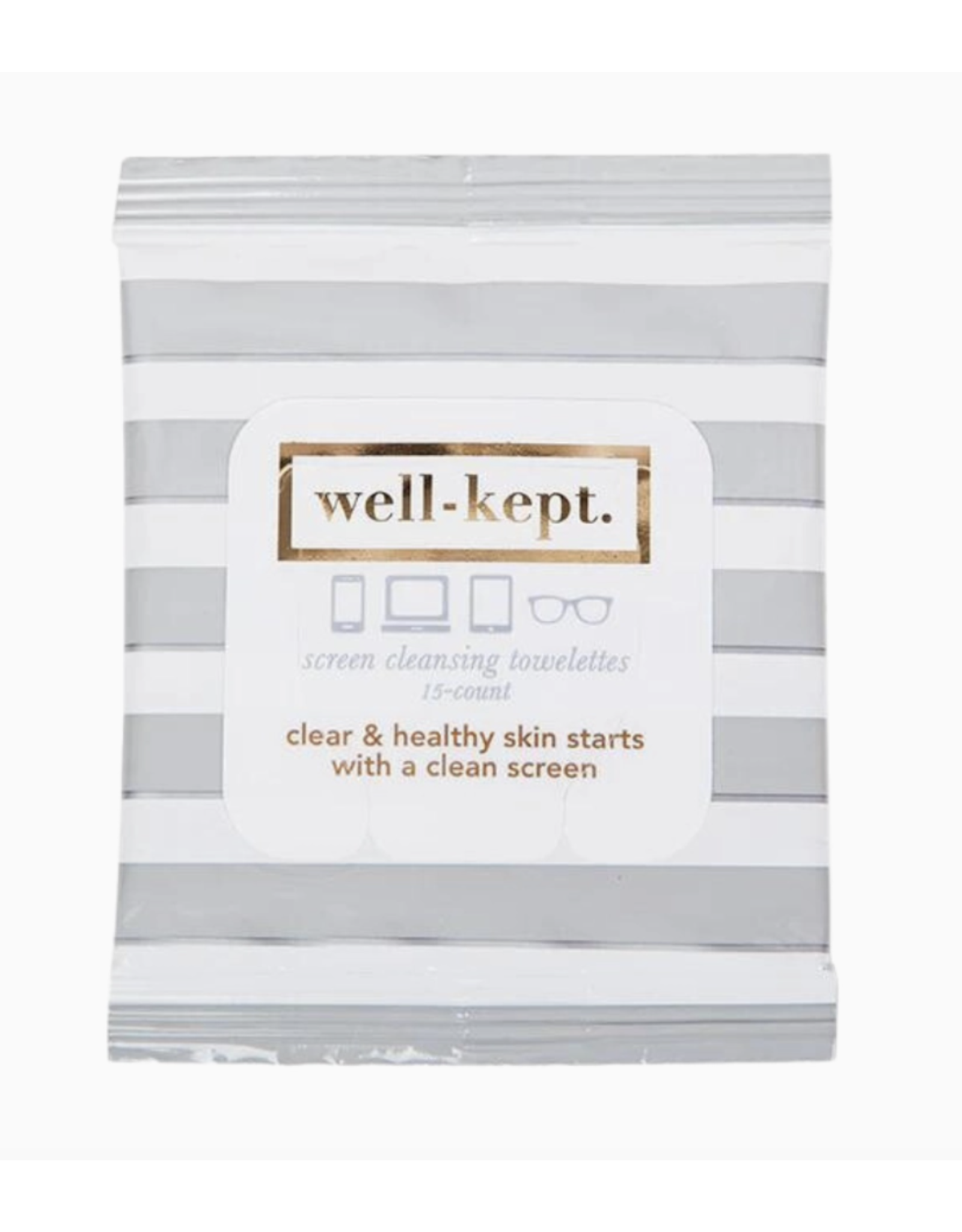 Well-Kept Screen Wipes, Pack of 15 in Gray Stripe